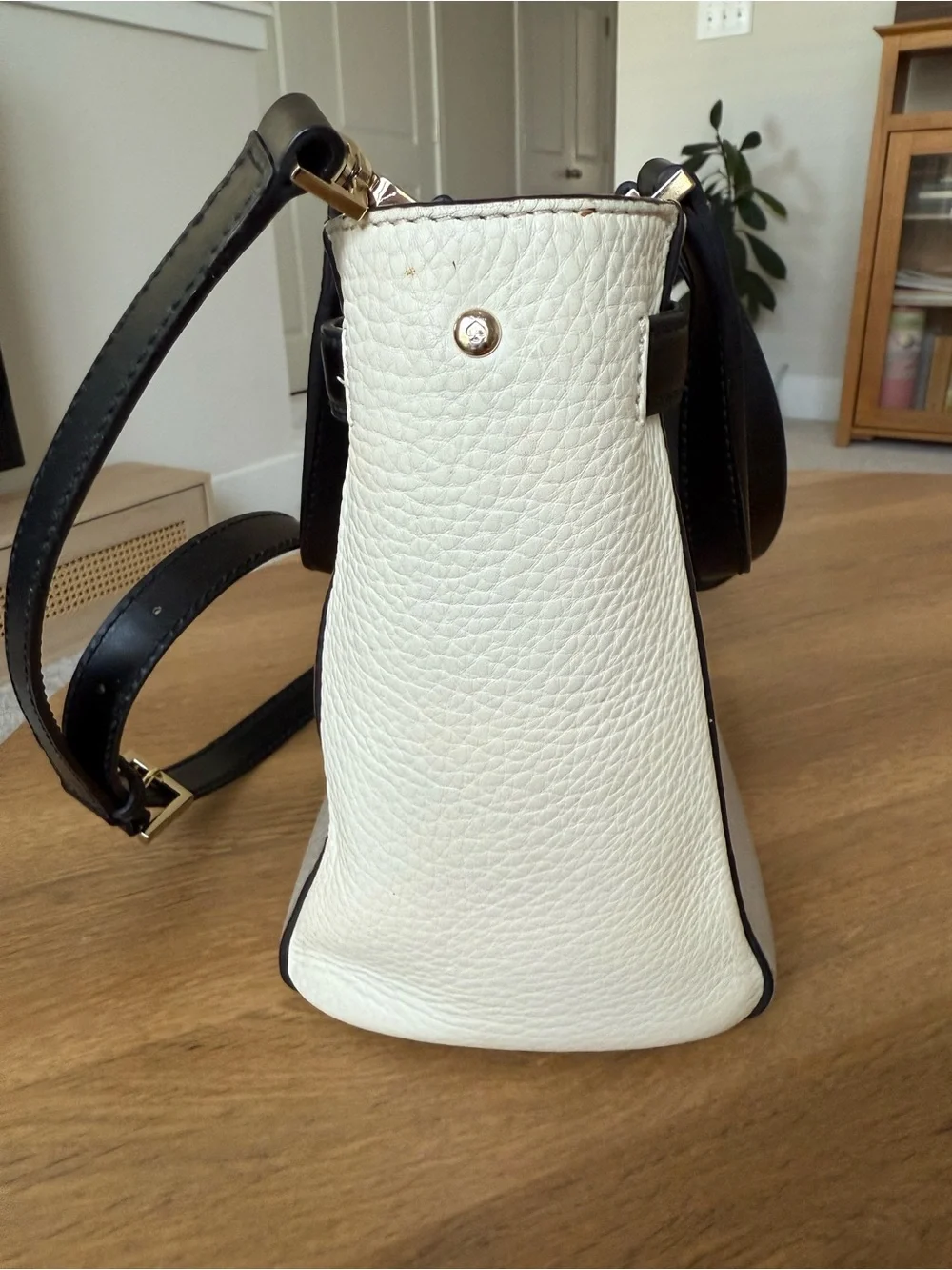 Kate Spade Houston Street Grey Taupe White Two Tone Satchel Handbag